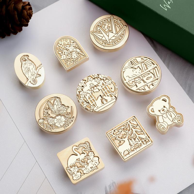 Wax Seal Stamp Set - Cap segel lilin botani hewan klasik